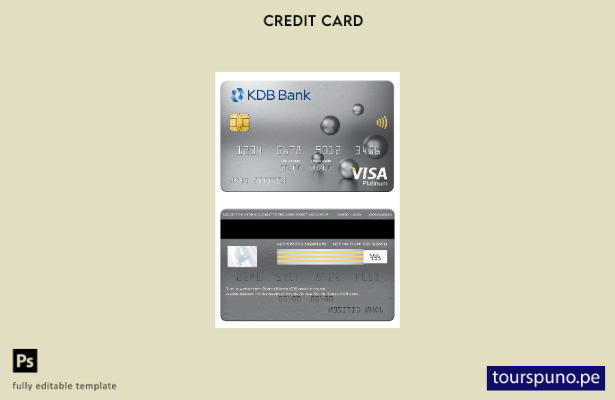 listo para imprimir la plantilla de tarjeta visa platino del banco KDB de Corea 